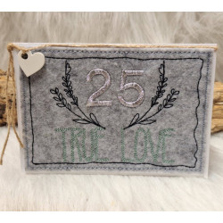 Stickdatei - ITH Postkarte True Love Hochzeit Silberhochzeit Goldhochzeit Jubiläum